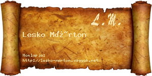 Lesko Márton névjegykártya